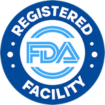 Blue roundel reading FDA Registered Facility
